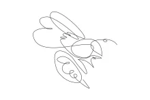 "Continuous Line Bee Drawing: Capturing Flight and Structure with One Line Art"