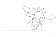"Minimalist Honey Bee Sketch: Depicting a Hardworking Pollinator in One Line Art"