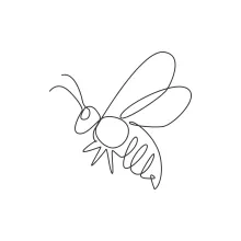 One Line Drawing of a Bee for Fast and Simple Sketching Practice