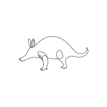 "Minimalist Adorable Aardvark Drawing: A One-Line Study of Playful Animal Forms"