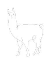 "Minimalist Alpaca Drawing: A One-Line Study of Soft and Recognizable Animal Shapes"