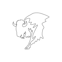 One Line Bison Drawing: Understand Large Animal Features Through Minimal Lines