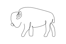 One Line Buffalo Drawing: Explore Large Animal Forms with Clear Structure