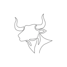 One Line Elegant Buffalo Head Drawing: Learn Structure in Simple Outlines