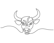One Line Strong Buffalo Face Drawing: Practice Large Head Shapes in Easy Form