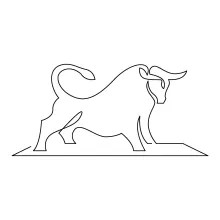 "Minimalist Bull Art: A One-Line Study of Powerful Animal Forms"
