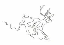 One Line Deer Drawing: Focus on Wildlife Shapes with Simple Outlines