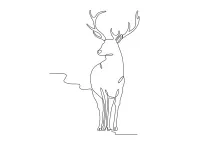 One-Line Drawing of Sideways-Looking Deer: Practice Profile and Simplicity