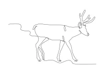 One-Line Drawing of a Deer Looking Down While Walking: Learn Shape and Focus