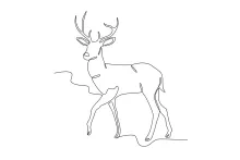 One-Line Drawing of a Deer Walking Leisurely: Learn Gentle Motion with Ease
