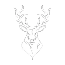 "One-Line Deer Head Art: A Simplified Approach to Iconic Animal Features"