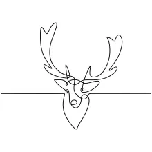 One Line Reindeer Head Drawing: Draw Detailed Features with One Line