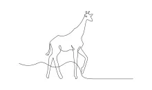 "One-Line Giraffe Art: A Minimalist Study of Recognizable Wildlife Figures"