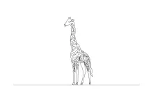 "Minimalist Giraffe Sketch: A One-Line Study of Wildlife Proportions"