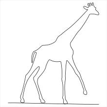 "Minimalist Giraffe Art: A Single-Line Study of Elegant and Recognizable Wildlife"