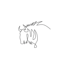 One Line Gnu Head Drawing: Practice Large Horned Faces Easily