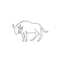 One Line Running Gnu Drawing: Simple Way to Study Motion and Form
