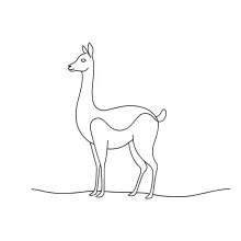 "One-Line Guanaco Drawing: A Minimalist Approach to Agile Wildlife Forms"