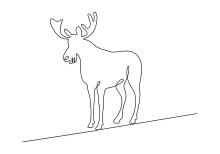 Simple One-Line Moose Drawing: Easy Practice for Big Animal Shapes