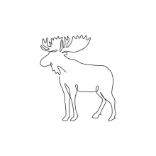 One Line Moose Antlers Drawing: Learn Large Animal Details with Simple Lines