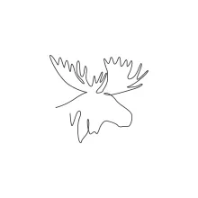 One Line Moose Head Drawing: Explore Strong Animal Features in One Line