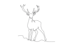 One-Line Standing Stag Drawing: Practice Strength and Animal Shape with Ease
