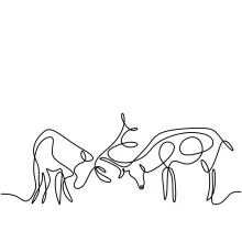One Line Two Reindeer Drawing: Practice Balance and Shape in a Simple Sketch