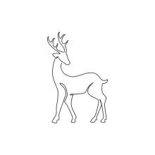 One Line Wild Reindeer Drawing: Explore Nature Art with Simple Outlines