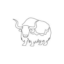 One Line Yak Drawing: Strong and Calm Animal Shapes for Practice