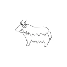 One Line Yak Drawing: Learn Mountain Animal Structure with Simplicity