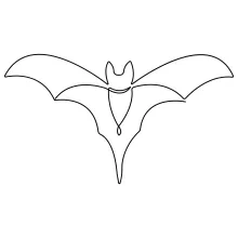 Flying Bat in Simple Line Art: Great for Quick and Fun Drawing Practice