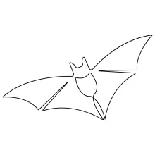 Easy One Line Drawing of a Flying Bat for Kids and Beginners