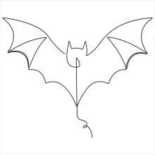 "Minimalist Bat Drawing: Capturing a Mysterious Winged Mammal with One Line Art"