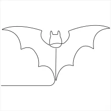 "Minimalist Flying Bat Sketch: Illustrating Motion and Elegance with One Line Art"