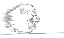 "Minimalist Angry Lion Drawing: Capturing Fierce Expression in One Line Art"