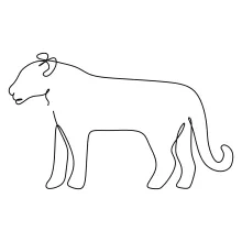 One-Line Drawing of a Lioness: Graceful and Powerful Cat Art