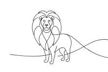 One Line Lion Drawing: Learn to Sketch a Wild Animal with One Line