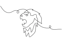 One Line Lion Drawing Idea for Kids and Beginners to Learn Bold Animal Shapes