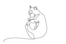 "One Line Lioness and Cub Illustration: Expressing Care and Strength with Minimalist Art"