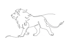 Walking Lion One Line Drawing: Learn to Sketch a Strong Animal Simply