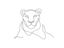 Lioness Head One Line Drawing: Simple Wild Cat Art for Beginners