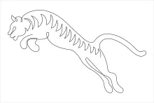 Easy Tiger One Line Drawing: Wild Cat Sketch Practice for Beginners