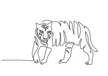 "One-Line Art Tiger: Expressing Power and Mystery Through Simple Drawing"