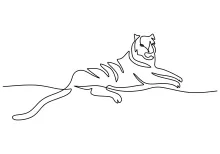 "Continuous Line Tiger: Drawing a Majestic Predator with Minimalism"