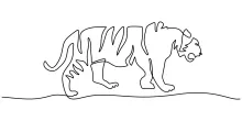 Simple One-Line Tiger Drawing: Bold Cat for Easy Practice