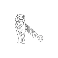 One-Line Drawing of a Tiger: Simple and Striped Animal Art
