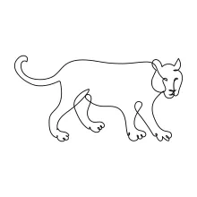 "Continuous Line Walking Tiger Sketch: Depicting Motion and Presence with Minimalist Art"