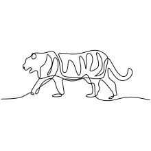 "Minimalist Walking Tiger Sketch: Capturing Strength and Grace with One Line Art"