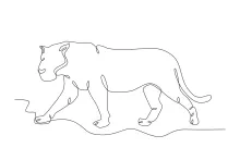 "Minimalist One Line Tiger in the Forest: Learn to Sketch a Majestic Stride"
