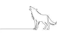 "Minimalist Dangerous Wolf Drawing: Capturing a Fierce Predator with One Line Art"